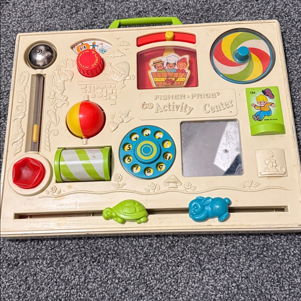 Vintage Fisher Price Activity Center Baby Toddler Crib Busy Board Toy Preowned